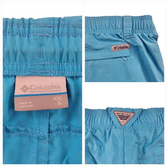 Columbia Swim Trunks Mens XXL 2XL Bright Blue Nylon PFG Lightweight Shorts - Picture 10 of 11